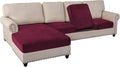 PrinceDeco Velvet Couch Covers - 4 Piece Set for Sectional Sofa (3 Seater + 1 Chaise, Burgundy)-Ruum Studio Home