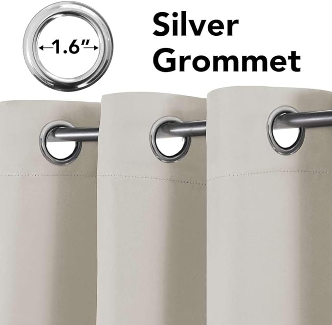 H.VERSAILTEX Solid Grommet Thermal Insulated Blackout Curtain Panels/Drapes,52Wx72L - Inch (Set of 2,Ivory/Cream Pattern)-Ruum Studio Home