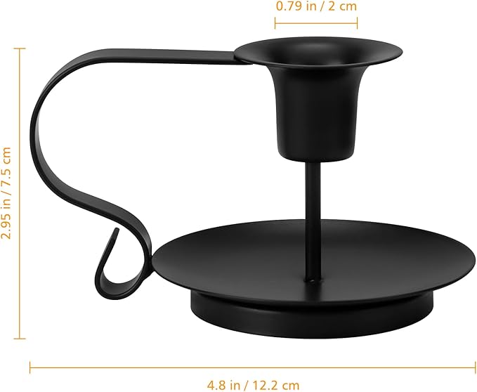 Black Metal Taper Candle Holders Set of 2, Vintage Chamberstick Candle Holder with Handle for Taper Candles, Farmhouse Rustic Candle Holders for Table Decor, Halloween Christmas Decoration-Ruum Studio Home