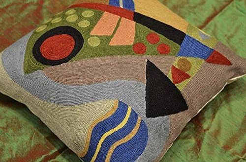 Kandinsky Abstract Pillow Cover - Original | Modern Toss Pillows Modern Chair Cushion Contemporary Pillowcase Farmhouse Chair Cushion Couch Handmade Wool Size 18x18-Ruum Studio Home