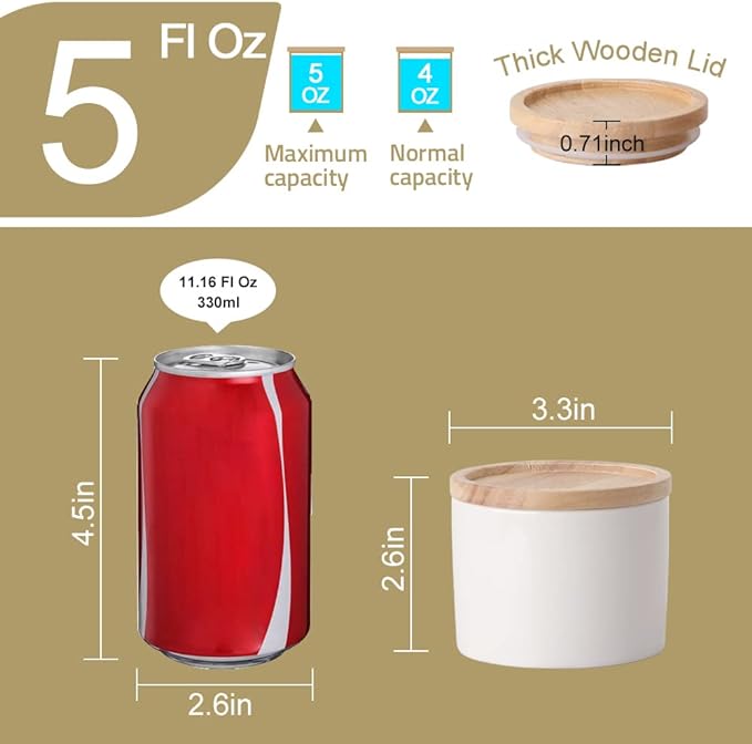 Sweejar Kitchen Canisters Ceramic Food Storage Jar, Stackable Containers with Airtight Seal Wooden Lid for Serving Ground Coffee, Tea, Sugar, Spice and More - 5 Fl Oz(Turquoise)-Ruum Studio Home