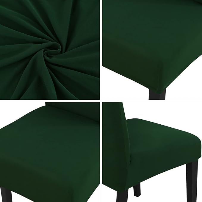 JQinHome Chair Covers for Dining Chairs, High Stretch Removable Washable Chair Protector Cover Set of 6, Chair Slipcovers for Dining Room, Kitchen,Home Party,Wedding Ceremony(Hunter Green, 6PC)-Ruum Studio Home