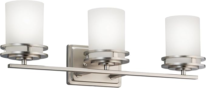 Kichler Hendrik 24" Vanity Light in Brushed Nickel, 3-Light Modern Bathroom Vanity with Satin Etched Cased Opal Glass, (24" W x 8" H), 5078NI-Ruum Studio Home