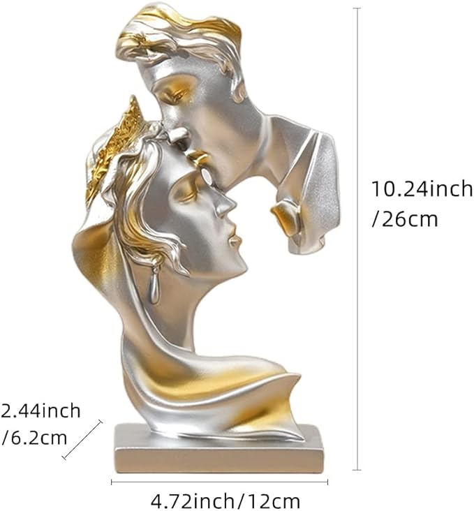 Couples Kiss Sculpture,Abstract Art Couple Sculpture Home Furnishing Resin Statue Decoration Romantic Statue Used for Home Decoration, Wedding, Gift.Silver-Ruum Studio Home