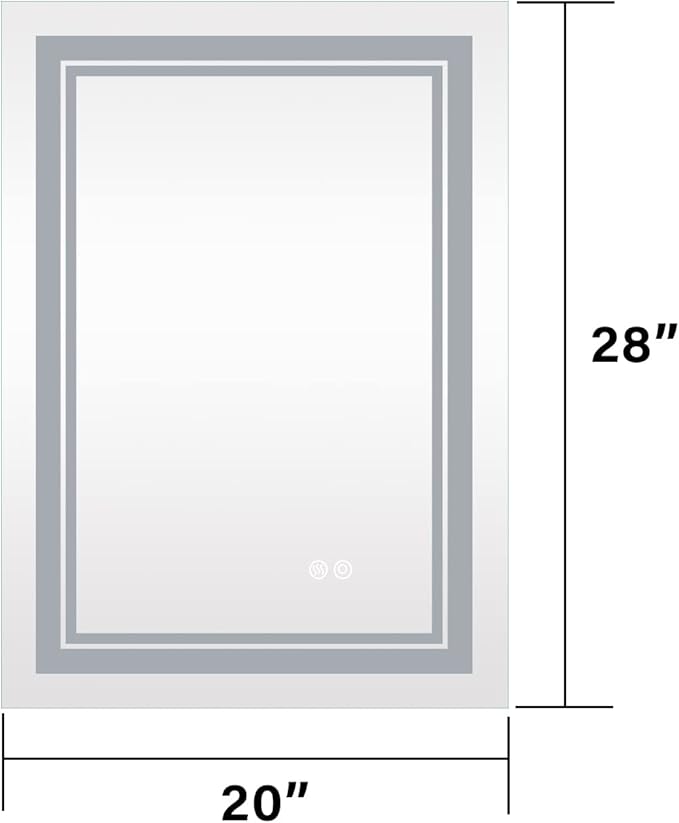 WELLFOR LED Bathroom Vanity Mirror 24 x 32 Inch, Lighted Anti-Fog Dimmable Mirror, IP44 Waterproof Wall Mounted Makeup Mirror, Packed with US Standard Plug and Touch Switch, (Horizontal/Vertical)-Ruum Studio Home