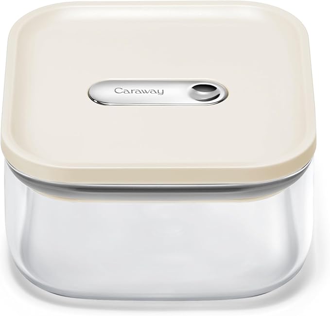 Caraway 1qt Glass Airtight Food Storage Container with Lid – Non-Toxic, BPA-Free Kitchen Storage Container – Stackable, Space-Saving Airtight Container for Dry Goods and More - Cream-Ruum Studio Home