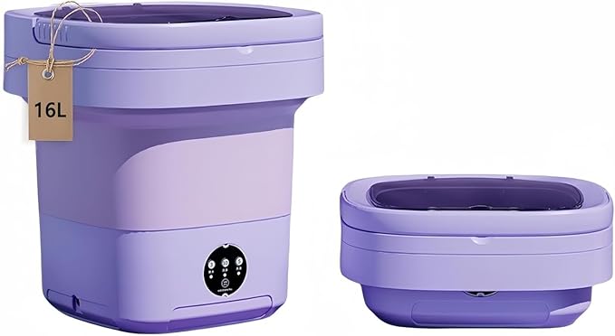 Portable Washing Machine, Mini Washer,16L Upgraded Large Capacity Foldable Washer.Deep Cleaning of Underwear, Baby Clothes and Other Small Clothes.Suitable for Apartments, Dormitories, Hotels.(Purple)-Ruum Studio Home