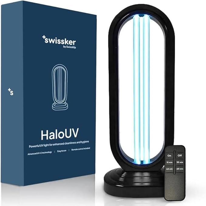 Swissklip HaloUV, Mold Remover, Home Disinfection Device, Dust Mites Remover, UV Light Sanitizer, Ultraviolet Sanitizer for Home, Room & Kitchen (HaloUV Light)-Ruum Studio Home