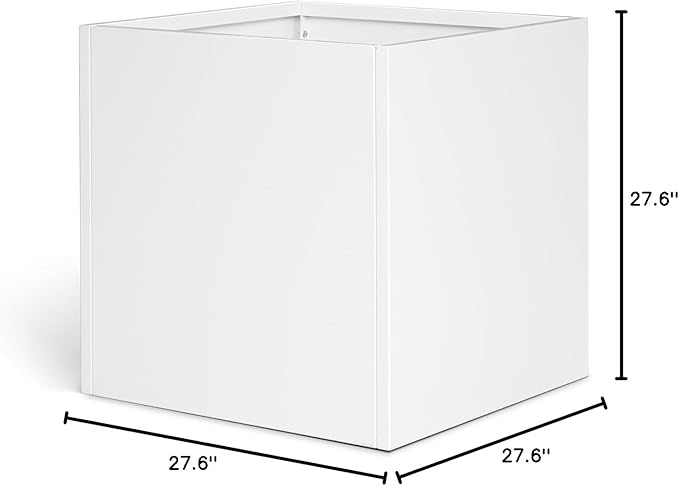 Galvanized Steel Black Planter Box Square 27.6 in Metal Large Planter Box Outdoor Indoor Huge Cube Heavy Duty Flower Pot Modern Commercial Residential for Patio, Deck, Yard, Garden-Ruum Studio Home