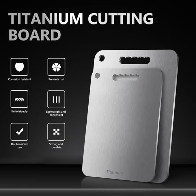 Titanium Cutting Board Ultra-Lightweight,Non-Toxic,Food-Grade Pure Titanium Cutting Boards for Kitchen Dishwasher Safe Double Sided High - End Chopping Board for Meat Vegetable Fruit-Ruum Studio Home