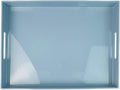 Light Blue Decorative Tray, Rectangular Large Serving Tray with Handles, Plastic Coffee Table Tray for Ottoman, Living Room, Kitchen Tabletop, 15.7” x 11.8” x1.6”-Ruum Studio Home