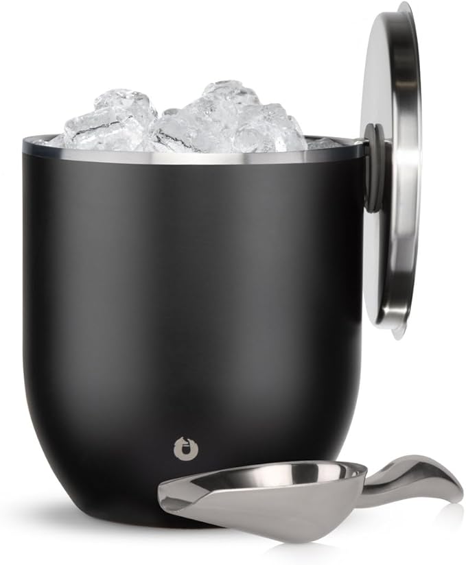 SNOWFOX Plus, Premium Vacuum Insulated Stainless Steel Ice Bucket with Lid/Scoop,Home Bar Accessories,Elegant Bartending Ice Buckets for Parties,Beautiful Outdoor Entertaining Supplies,3L,Matte Black-Ruum Studio Home