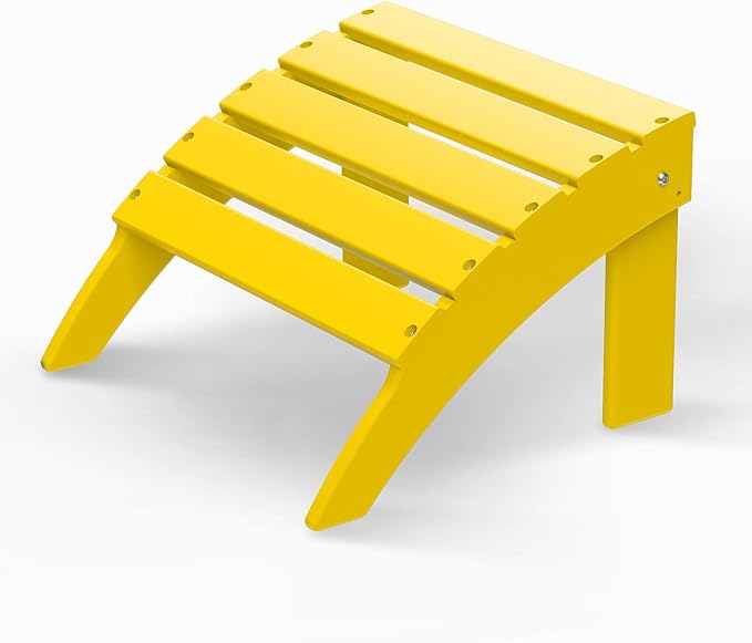 GREENVINES Adirondack-Ottoman | HDPE Plastic | Outdoor Footrest | All Weather | Foot Rest | Foot Stool | Yellow | for Adirondack Chair | for Patio Backyard Pool-Ruum Studio Home