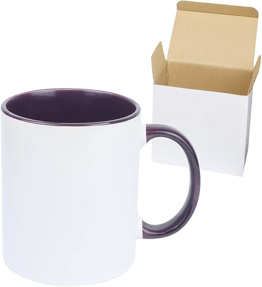 11oz White Ceramic Sublimation Coffee Mug in White Gift Box, Purple, Case of 12-Ruum Studio Home