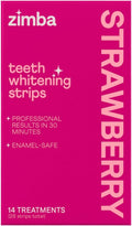 Zimba Strawberry Flavored Teeth Whitening Strips | Vegan, Enamel Safe Hydrogen Peroxide Teeth Whitener for Coffee, Wine, Tobacco, and Other Stains | 14 Day Treatment | Strawberry-Ruum Studio Home