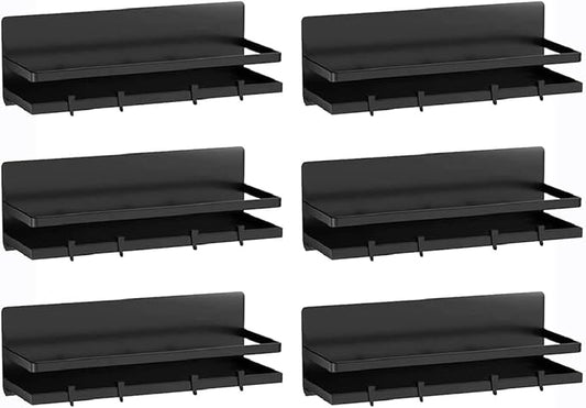 Magnetic Spice Rack for Refrigerator,Magnetic Shelf Fridge Organizer for Kitchen, Spice Rack Space Saver Container for Kitchen/Apartment, Drill Free, Black 6 Pack-Ruum Studio Home