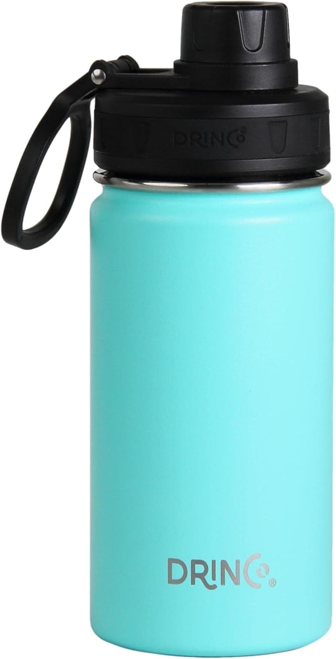 DRINCO Stainless Steel Water Bottle Spout Lid Vacuum Insulated Double Wall Water Bottle Wide Mouth (40oz 32oz 22oz 18oz 14oz) Leak Proof Keeps Cold or Hot (14 oz, 14oz Teal)-Ruum Studio Home