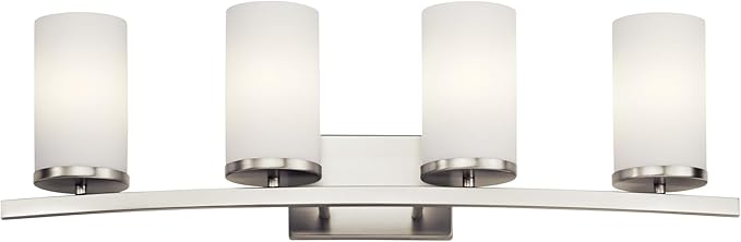 KICHLER Crosby 31" 4 Light Vanity Light Satin Etched Cased Opal Brushed Nickel-Ruum Studio Home