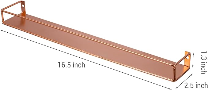 MyGift Modern Copper Metal Wall Mounted Display Racks, Set of 3-Ruum Studio Home