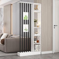 Wall Room Divider, Storage Cabinet Storage Display with Shelves, Modern Freestanding Wood Room Divider Screen, Wall Privacy Screens for Home Decorative (White+Black,35.4" L x 9.5" W x 79.5" H)-Ruum Studio Home