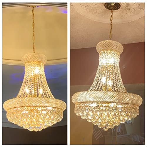 12 - Light Unique Empire Crystal Chandelier for Foyer Entryway Living Room Dining Room Bedroom Entryway Gold Finish-Ruum Studio Home