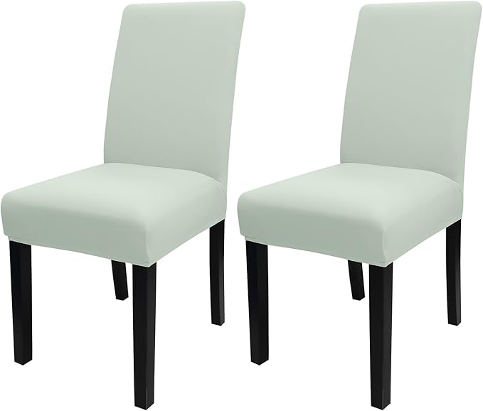 JQinHome Smoke Green Chair Covers for Dining Room Set of 2, High Stretch Removable Washable Parsons Chair Slipcover for Home Party Hotel Wedding Ceremony (2PCS,Smoke Green)-Ruum Studio Home