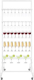 40 Slots Champagne Holder Stand for Party, Wine Glass Display Wall Holder, Stable Wine Glass Stemware Rack for Bar, Wedding, Party (White)-Ruum Studio Home