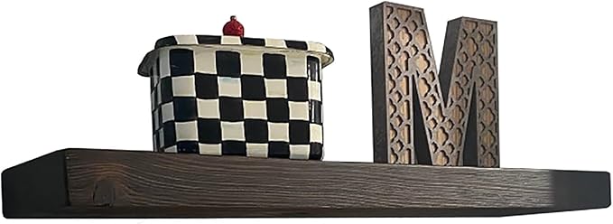 joelsantiques 30 Inch Floating Shelves for Wall - 30x6x2 in - Natural Wood, Easy Install - Heavy Duty Rustic Book Shelves - Bathroom, Kitchen, Living Room - Black-Ruum Studio Home