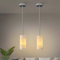 Alabaster Pendant Light Kitchen Island, H-9.5in Nickel Pendant Light Fixtures with Natural Marble Shade, Adjustable Ceiling Pendant for Dining Room, Living Room, Bedroom & Bathroom-Ruum Studio Home