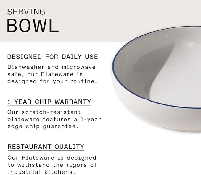 Made In Cookware - Serving Bowl - White With Navy Rim - Porcelain - Crafted in England-Ruum Studio Home