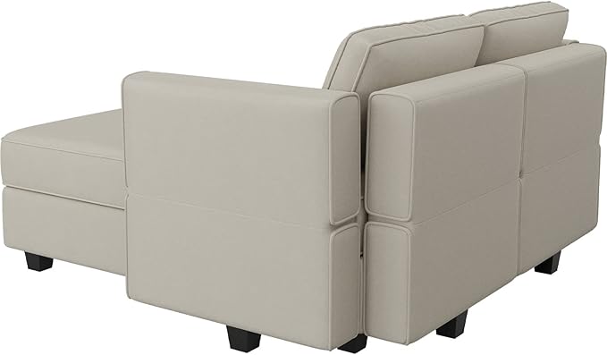 Belffin Modular Sectional Sofa with Reversible Chaise L Shaped Couch with Ottoman Modular Sofa Couch with Storage Grey-Ruum Studio Home