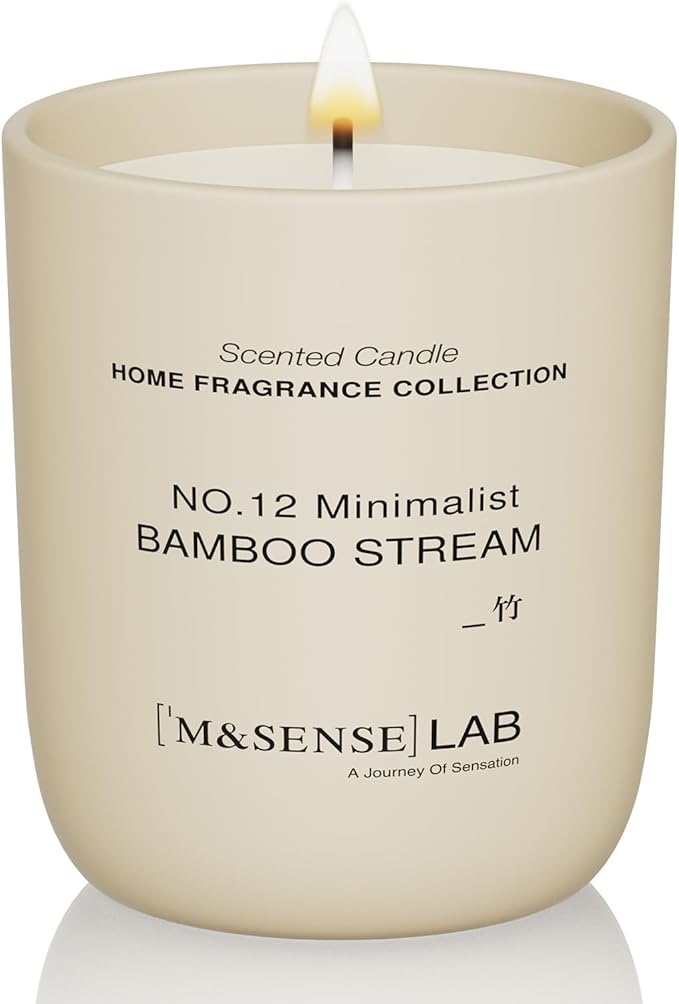 M&SENSE Natural Soy Candle| Bamboo Stream | 5.3 oz | Minimalist Scented Candle for Relaxation, Gifting, Home Décor | for Bedroom, Office, Party Small-Ruum Studio Home