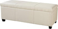 BELLEZE 47 Inch Storage Ottoman, Faux Leather Storage Bench Bedroom Bench with Safety Close Hinge, Ottoman with Storage for Living Room, Entryway, Hallway, Foot Rest, Support 300lbs - Cream-Ruum Studio Home