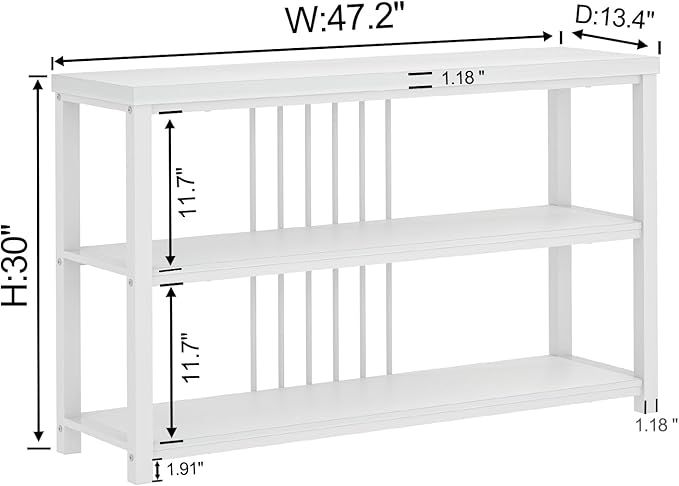 FOLUBAN Modern Sofa Console Table for Entryway, 3 Tier Wood Foyer Table for Hallway Living Room Behind Couch, White Oak-Ruum Studio Home