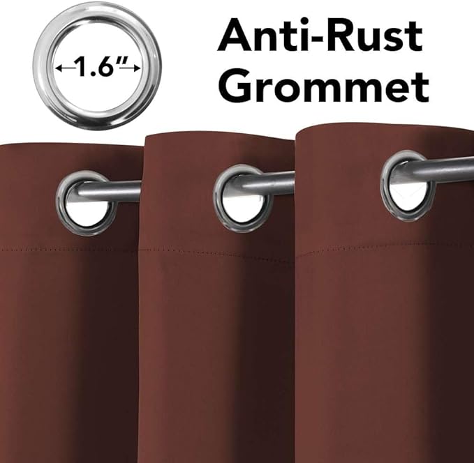 H.VERSAILTEX Blackout Curtains for Bedroom Thermal Insulated Room Darkening Living Room Curtains 84 Inch Long Grommet Privacy Protection Window Curtain Panels/Drapes for Nursery, 2 Panels, Rust-Ruum Studio Home