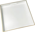 White Decorative Tray, Square Serving Tray with Handles, Plastic Coffee Table Tray for Ottoman, Living Room, Kitchen Tabletop, 13"x13"x1.6"-Ruum Studio Home