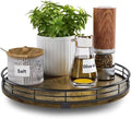 Lazy Susan Turntable Organizer for Table Top, 10’’ Round Wooden Lazy Susan for Cabinet Kitchen Countertop Pantry Dining Coffee Table for Condiments Spices, Rustic Bathroom Vanity Tray for Soap Candle-Ruum Studio Home