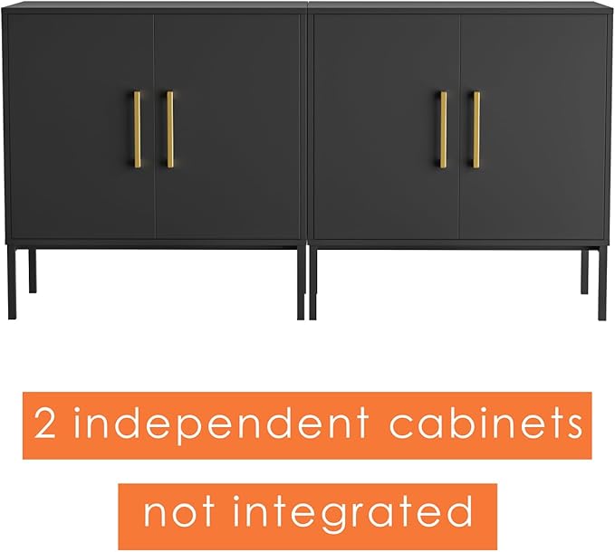 LYNSOM TV Stand for 55 Inch TV, Media Console Table with 2 Cabinets, Storage for Bedroom, Living Room, Entertainment Room (Black)-Ruum Studio Home
