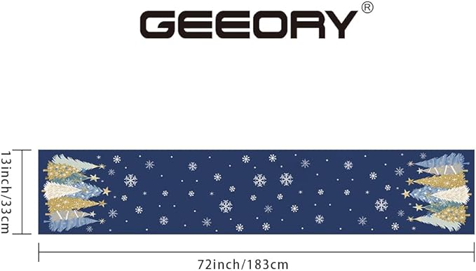 GEEORY Christmas Table Runner 13x72 Inch, Xmas Trees Snowflakes Holiday Decorative Farmhouse Table Decoration for Kitchen Dinning, Indoor Outdoor Dinner Party Decor (Blue) GT151-72-Ruum Studio Home