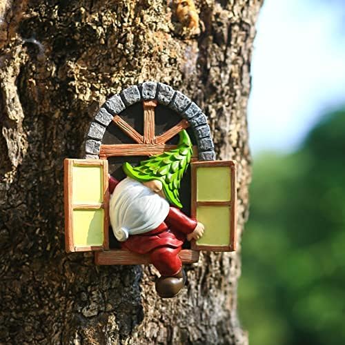 Whimsical Fairy Garden Gnome Statue, Tree Faces Decor Outdoor -5.9 Inch, Funny Garden Tree Decoration,Ideal Patio Yard Lawn Porch Decoration-Ruum Studio Home