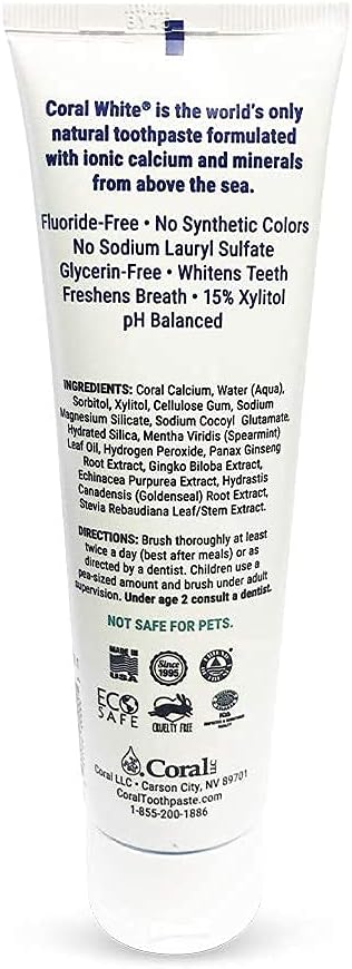 Coral White - Coral White Mint Toothpaste Natural Fluoride SLS Free Coral Calcium Remineralizing Toothpaste 4 Ounce (3 Pack)-Ruum Studio Home