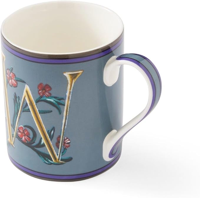 Spode Kit Kemp 12oz Mug in Fine China, W Initial - Custom Coffee Cup for Hot Beverages, Personalized Gift Idea for Her, Him, Friends, Coffee Lovers - Stylish Letter Mug for Daily Use, Dishwasher Safe-Ruum Studio Home