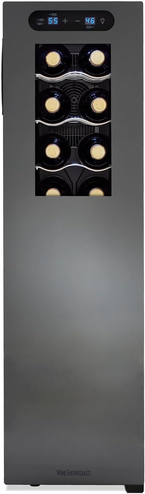 Wine Enthusiast 18-Bottle Slimline Dual Zone Wine Cooler - Energy Efficient Freestanding Wine Refrigerator - Upright Bottle Storage, Adjustable Thermostat, Digital Touchscreen (20.5” x 10.7" x 36.8”)-Ruum Studio Home