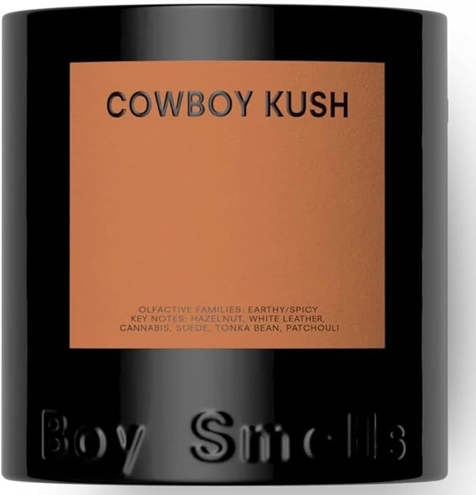 Boy Smells - Cowboy Kush Scented Candles for Men and Women - 8.5 oz - Soy, Coconut Wax Candle Blend - Aromatic Candles for Home with Suede, Saffron and Patchouli - 50-Hour Burn - Cotton Wick-Ruum Studio Home