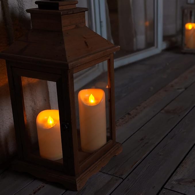 Homemory 3"x7" Outdoor Waterproof Flameless Candles with Timers and Remote Control, Battery Operated Candles, LED Plastic Candles, Ivory, Set of 3-Ruum Studio Home