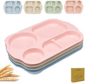 12 Inch Divided Plates4 PCS - Reusable Unbreakable Wheat Straw Plates, Dinnerware Lunch Tray Plates Tableware for Kitchen, Picky Eaters, Campers and Portion Control (Blush)-Ruum Studio Home