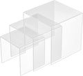 Clear Acrylic Risers 3 pcs, Square Acrylic Food Display Stands Tabletop, Display Shelf for Vendors, Collectibles, Funko Pop, Food, Glasses, Perfume, Small Plants - 5''x6''x7''-Ruum Studio Home