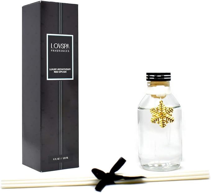 LOVSPA Reed Diffuser Set, Peppermint Bark Scented Oil Diffuser with Sticks, Home Fragrance Accessories for Bathroom Shelf Decor, Aroma Diffusers for Home or Office Desk, USA Made-Ruum Studio Home