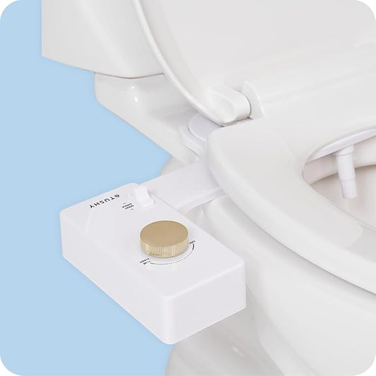 TUSHY Classic 3.0 Bidet Toilet Seat Attachment - A Non-Electric Self Cleaning Water Sprayer with Adjustable Water Pressure Nozzle, Angle Control & Easy Home Installation (White/Gold)-Ruum Studio Home