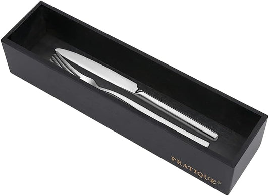 Bamboo Drawer Organizer - Kitchen Utensil Organizer Silverware Tray Cutlery Holder，Office Desk Supplies and Accessories,12 * 3 * 2.6inch,Black-Ruum Studio Home